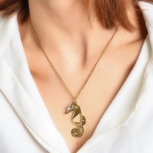 🌊 Gold Plated Origami Sea Horse Necklace 🐚